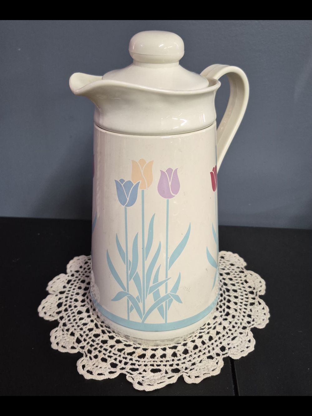 Ceramic Thermos with Pastel Tulip Design
